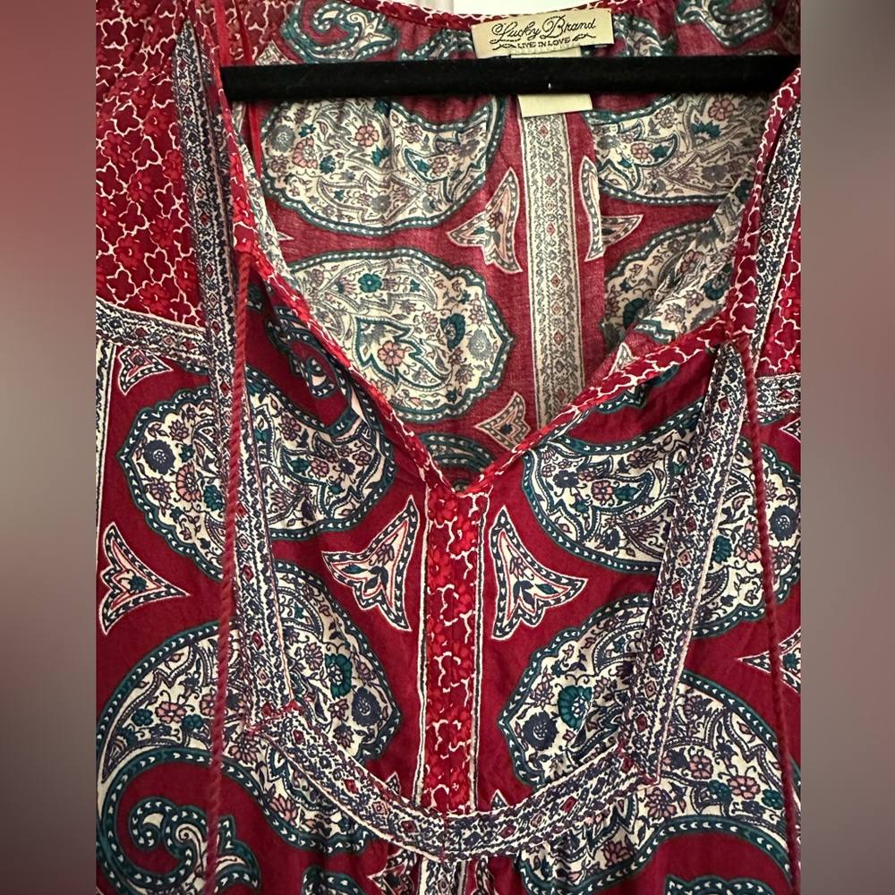 Lucky Brand Women's Red Paisley Blouse XS - Picture 5 of 10